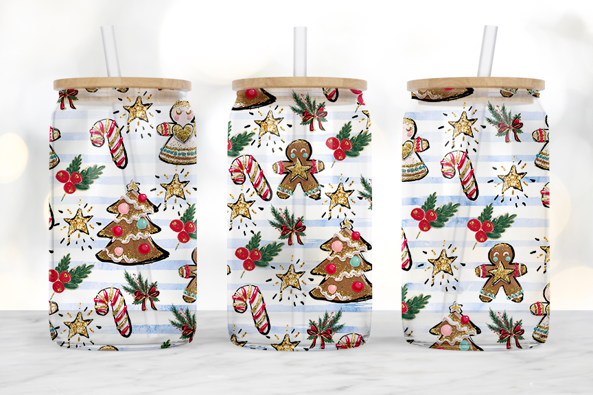 Gingerbread 16 oz Glass Libby - frosted