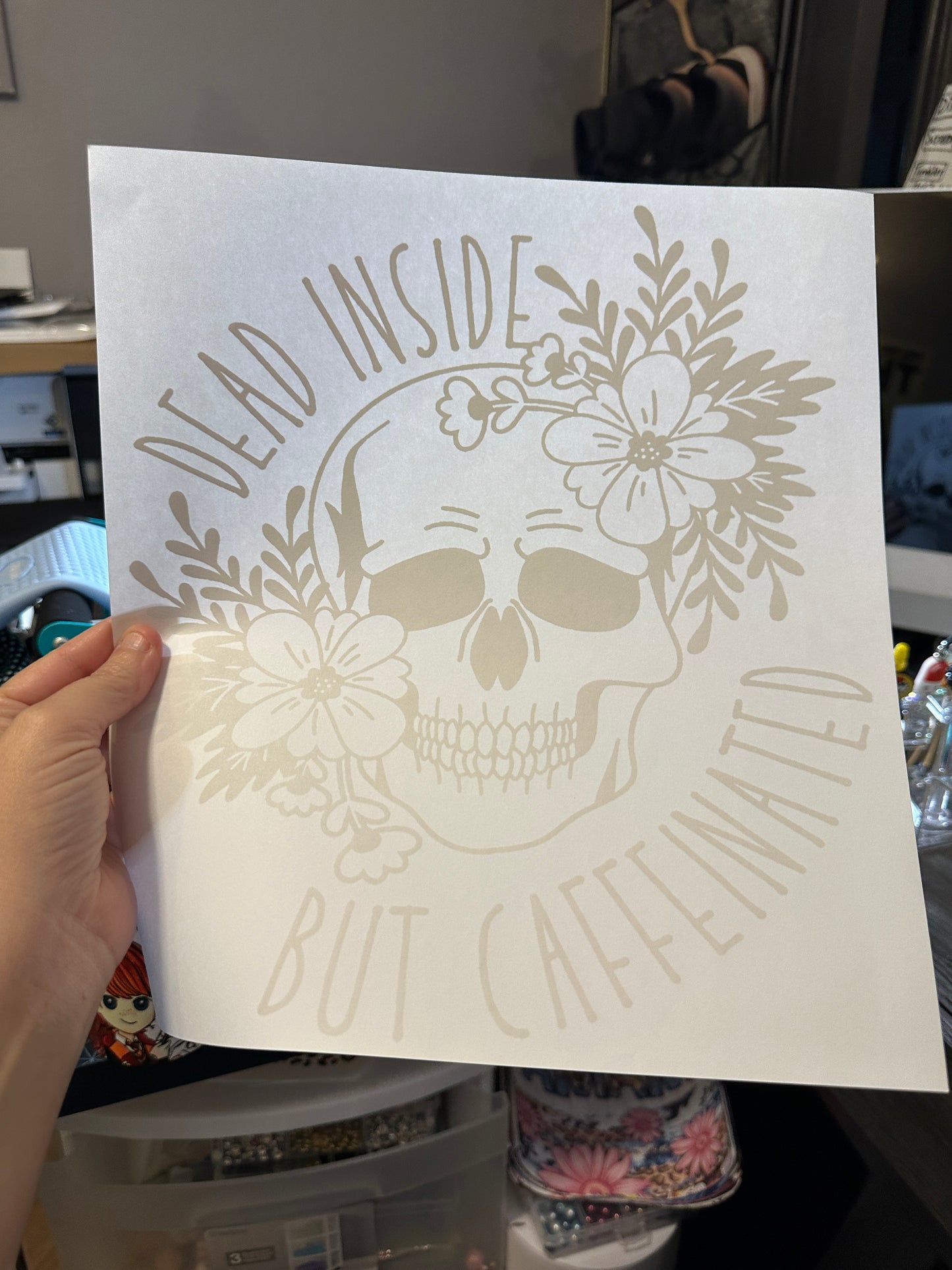 Dead Inside But Caffeinated Black Screenprint