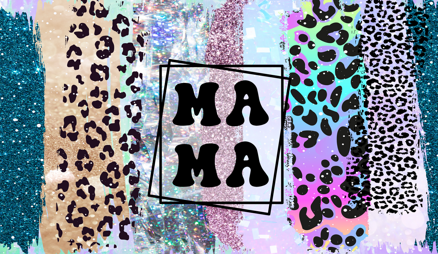 Leopard Mama 16 oz Glass libby - frosted