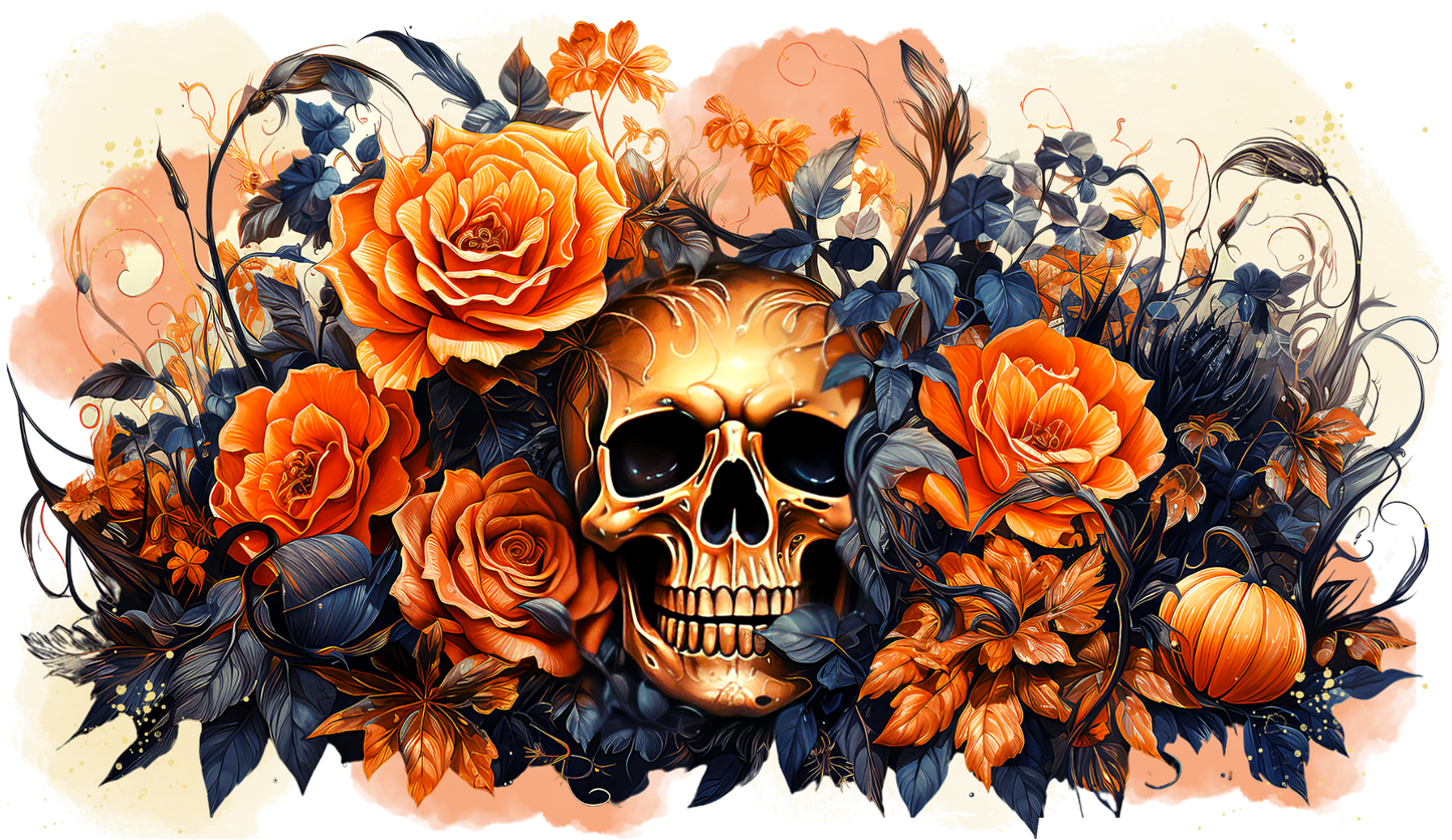 Fall Skull 16 oz glass libby-frosted