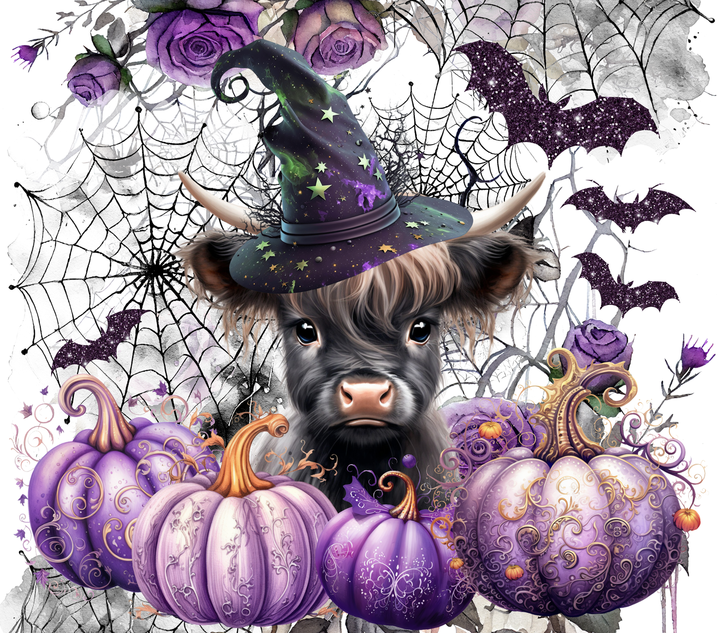 Highland Cow with Pumpkin