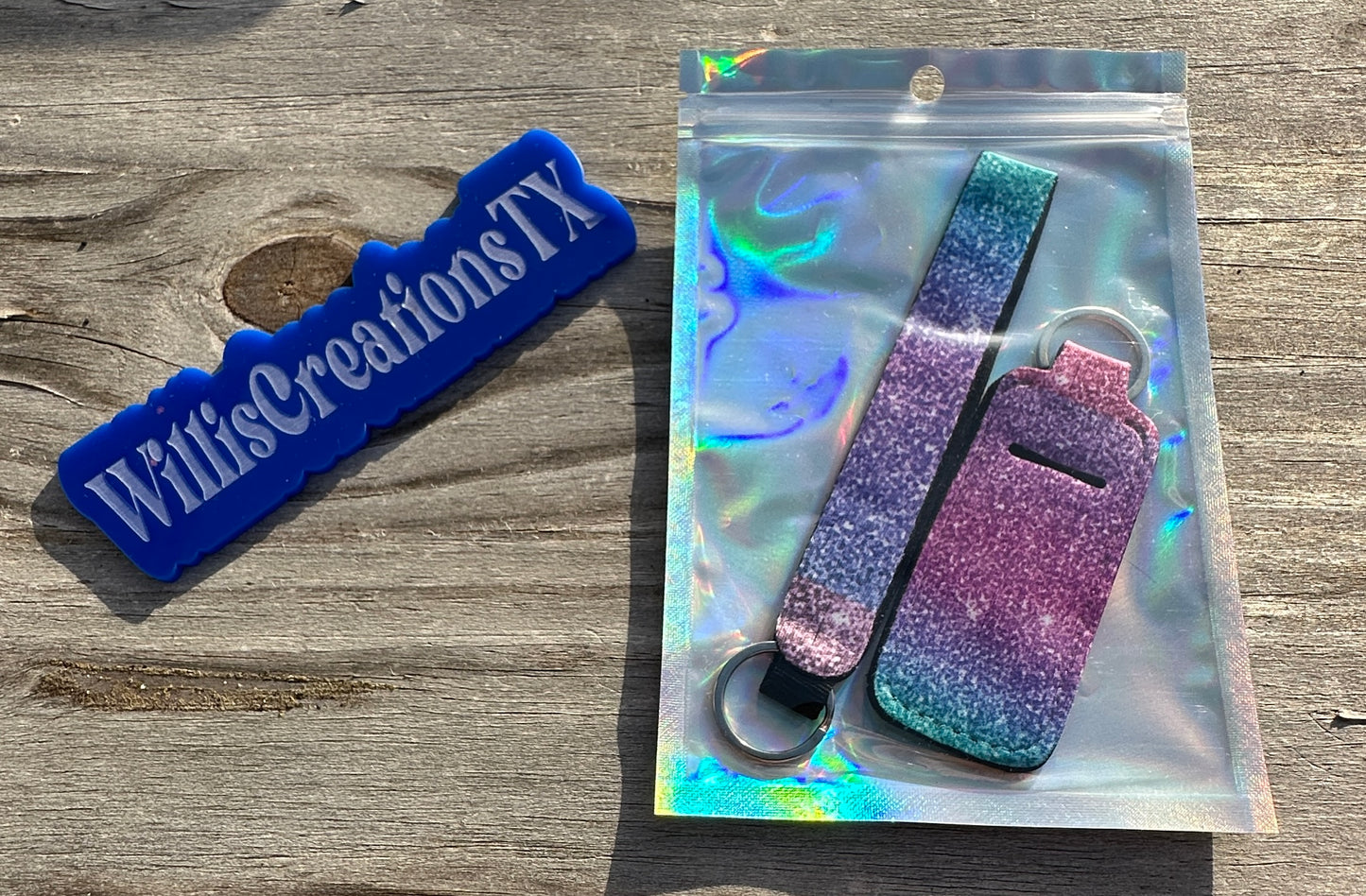 Glitter Rainbow Chapstick Holder and Keystrap