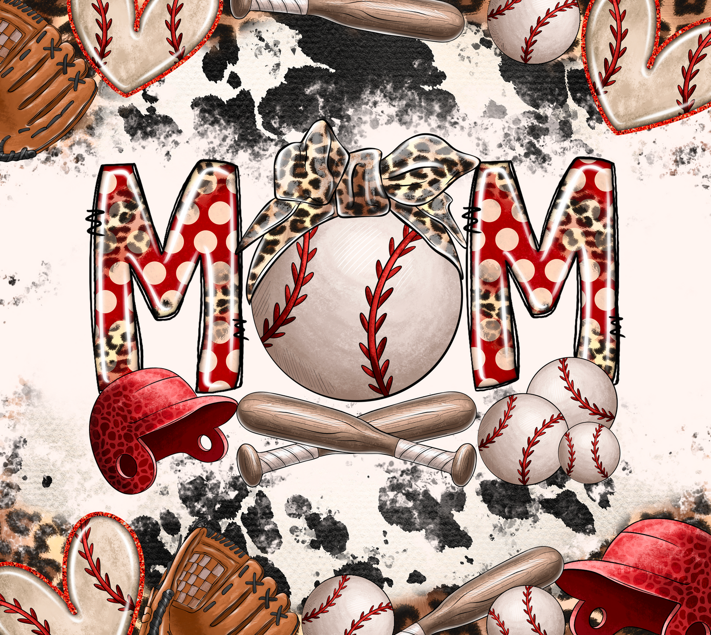 Red Polka Dot Baseball Mom