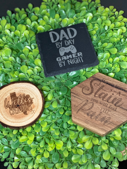 Laser engraved coasters