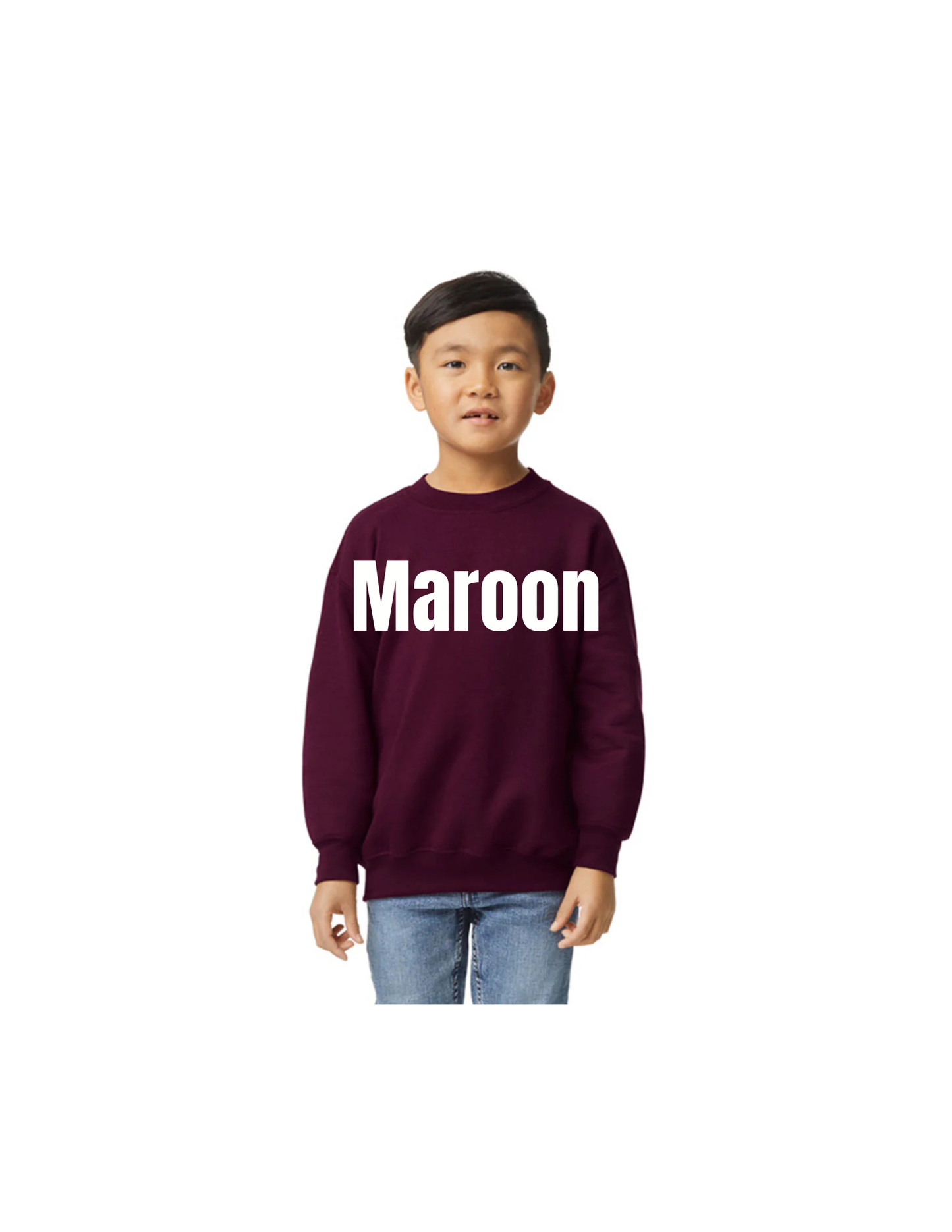 Custom Youth Crewneck Sweatshirt – Heavy Blend DTF Printable Kids Pullover Sweatshirt | Soft Brushed Interior Comfort Fit