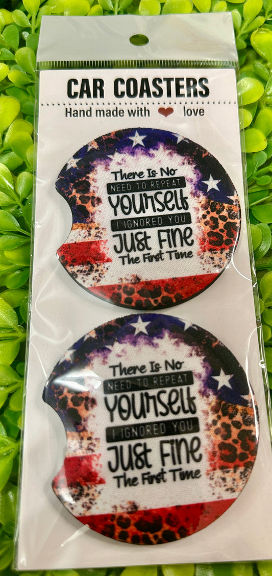 No Need to Repeat Car Coasters