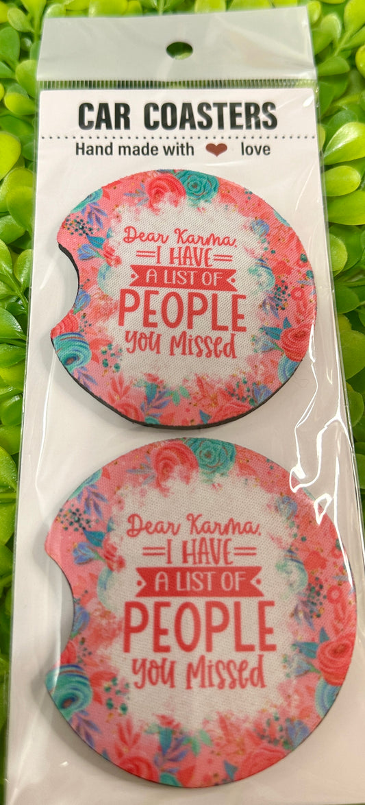 Dear Karma Car Coasters