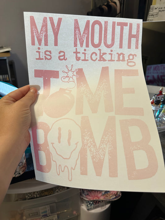 My Mouth is a Ticking Time Bomb Hot Pink Screenprint