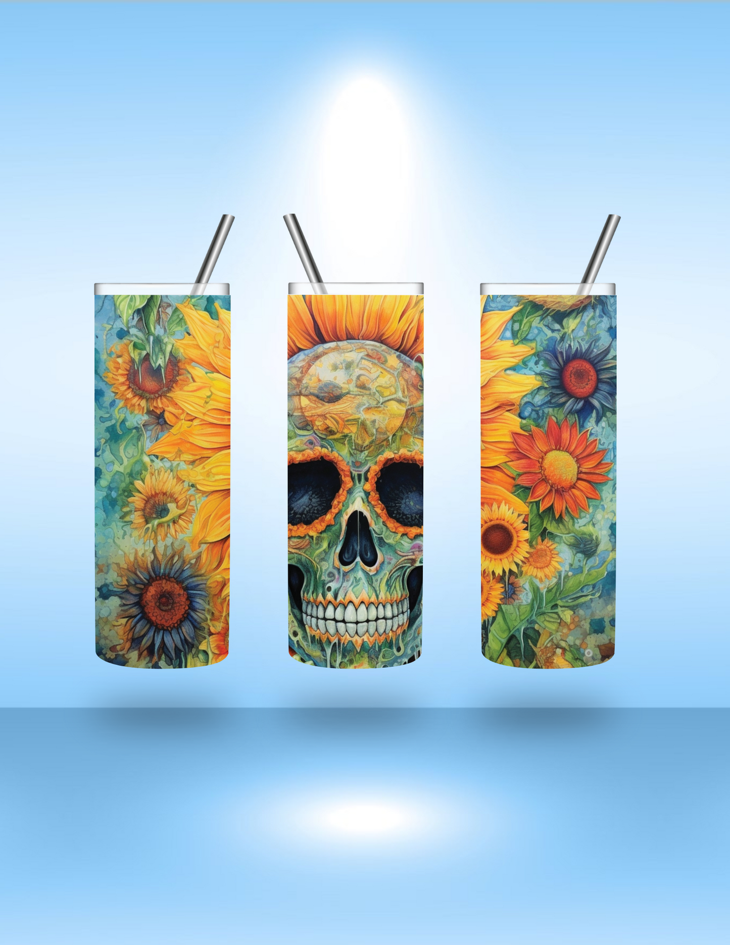 Sunflower Skull Tumbler