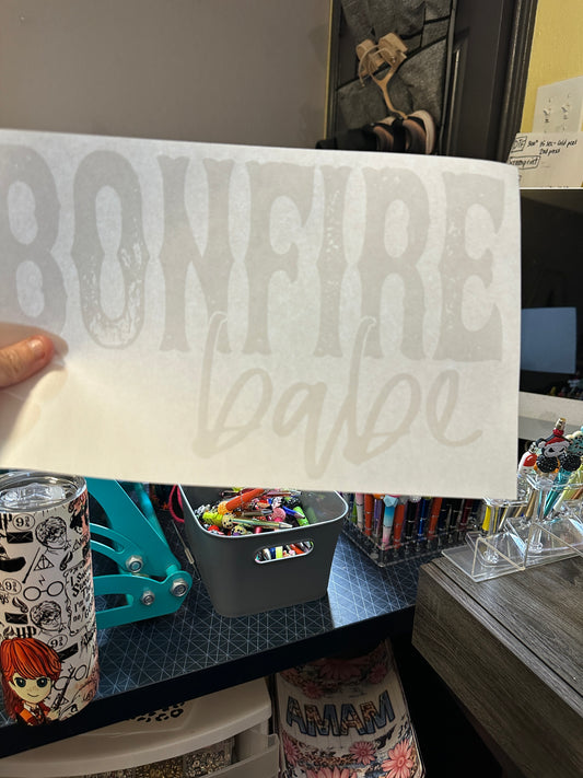 Bonfire Babe White Screenprint