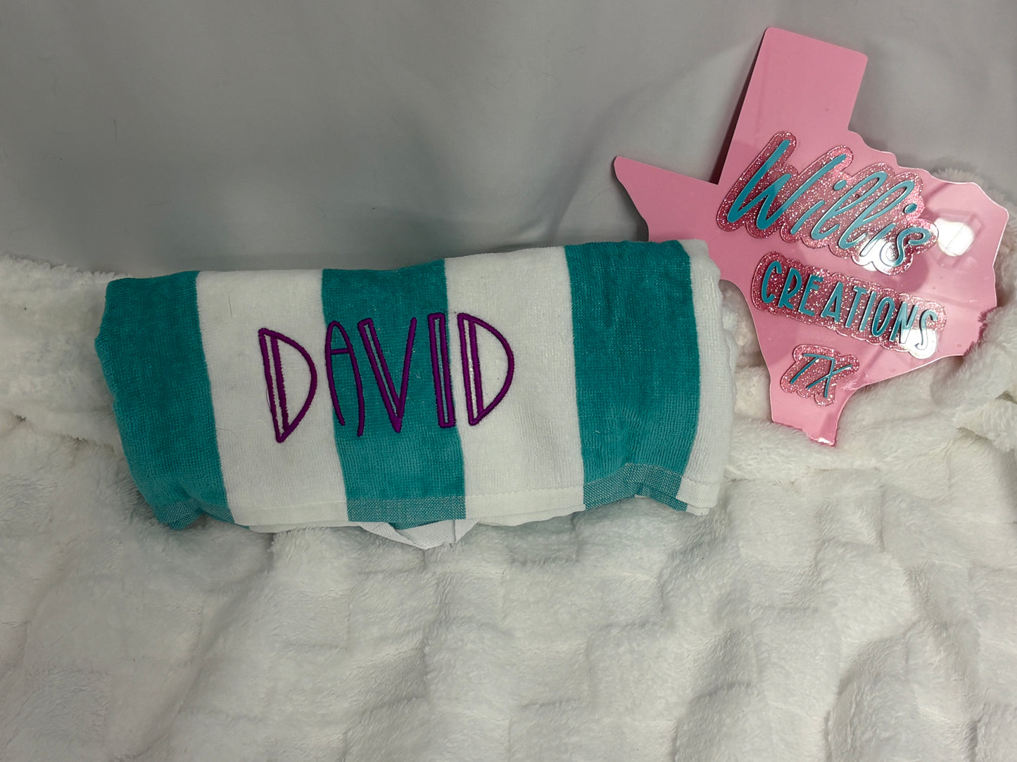 Custom Name Embroidered Beach Towel – Personalized Monogram Sand Free Quick Dry Pool Towel Gift
