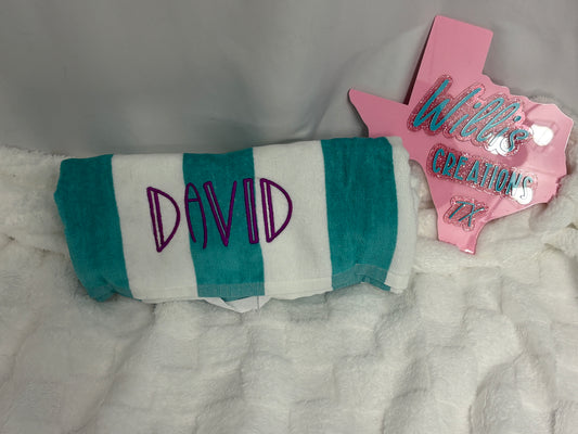 Custom Name Embroidered Beach Towel – Personalized Monogram Sand Free Quick Dry Pool Towel Gift