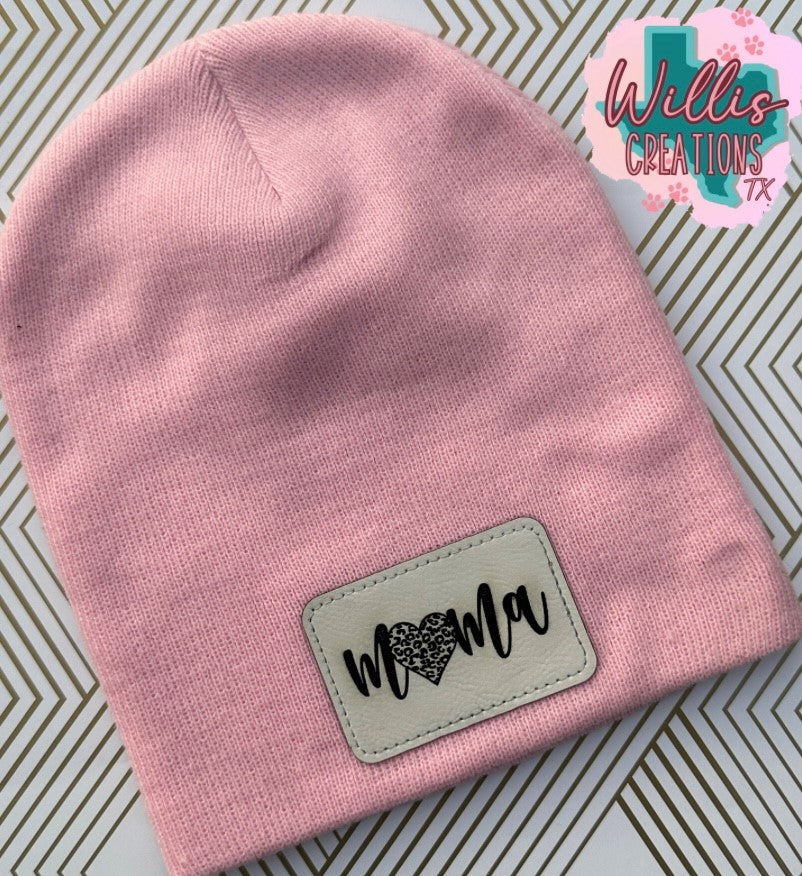 Adult Unisex Knit Beanie with Personalized Patch