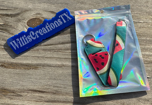 Watermelon Chapstick Holder and Keystrap